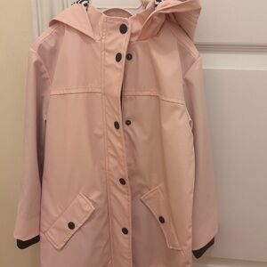 Cadet Rousselle Paris Pink Hooded Raincoat with Black Buttons Size 4T